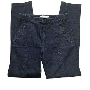 Tory Burch Dark Wash Denim Classic Trouser Jeans Zip Pocket Straight Leg Sz 25